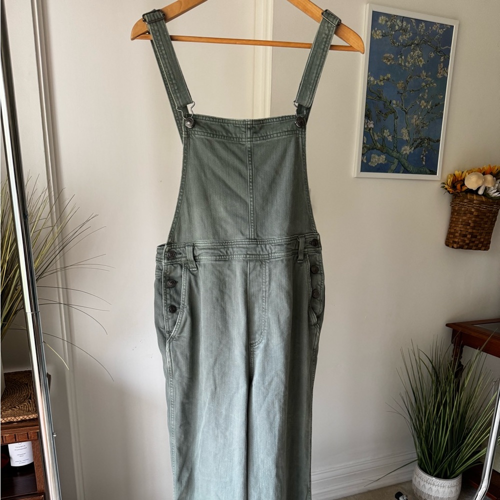Aerie Green Denim Overalls